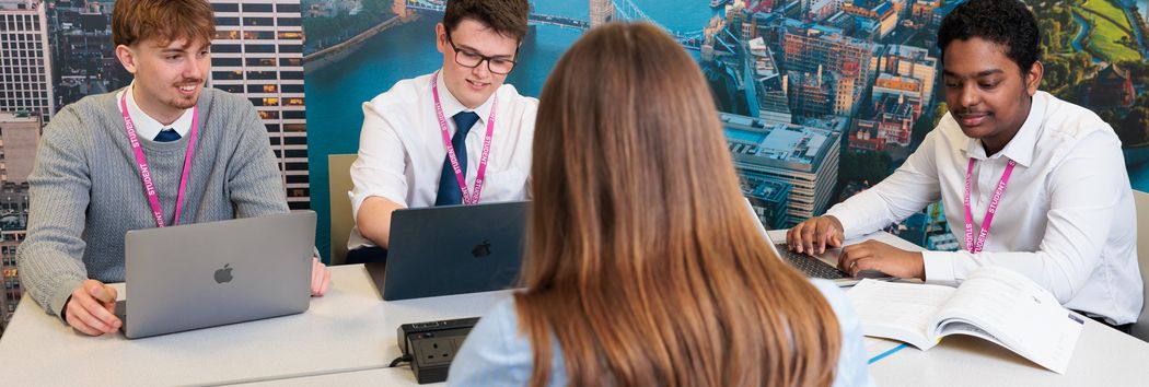 students working at desk