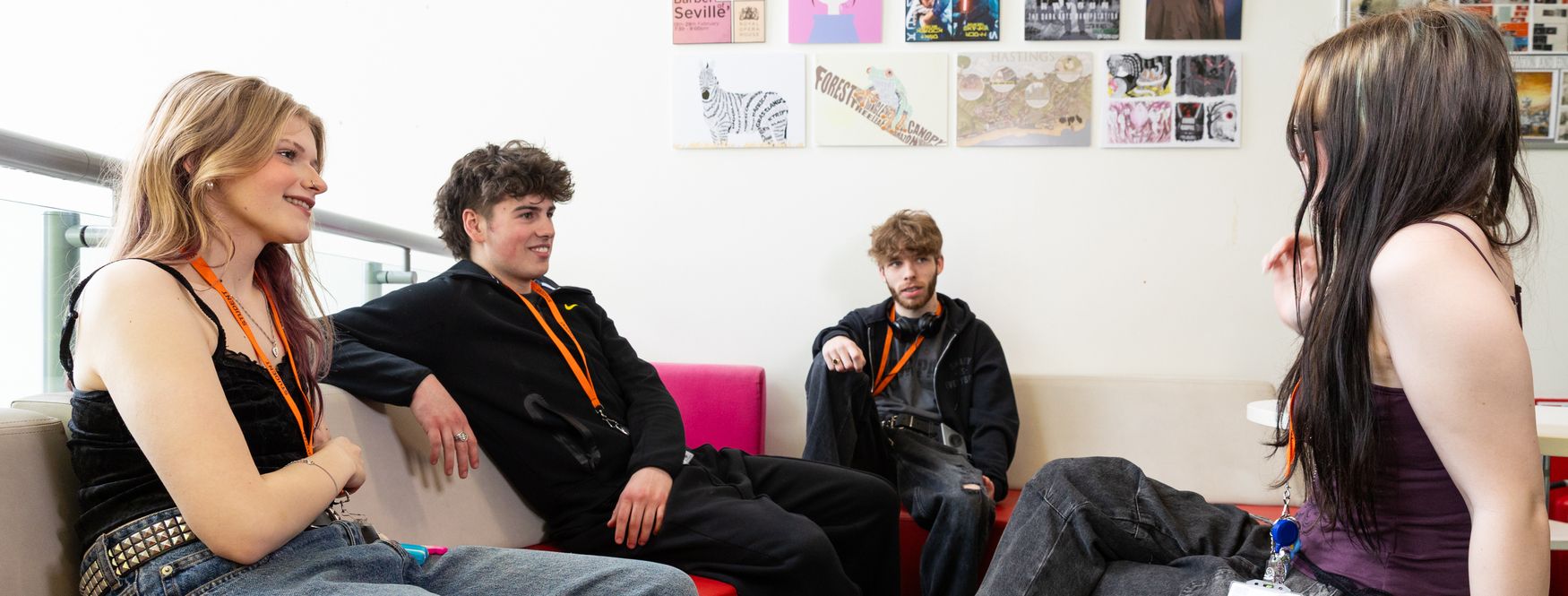 Students sitting at table talking