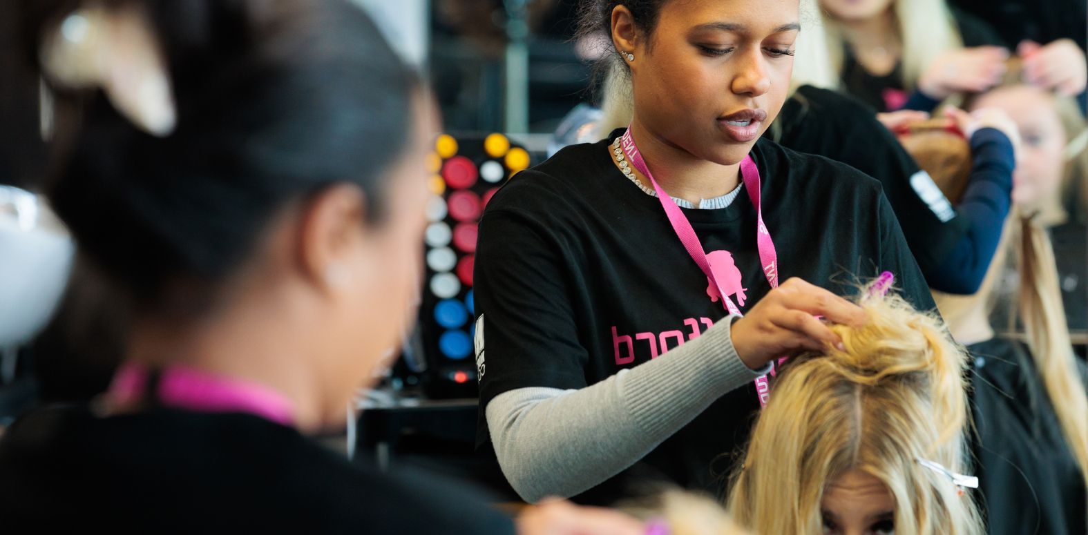 Student curling hair