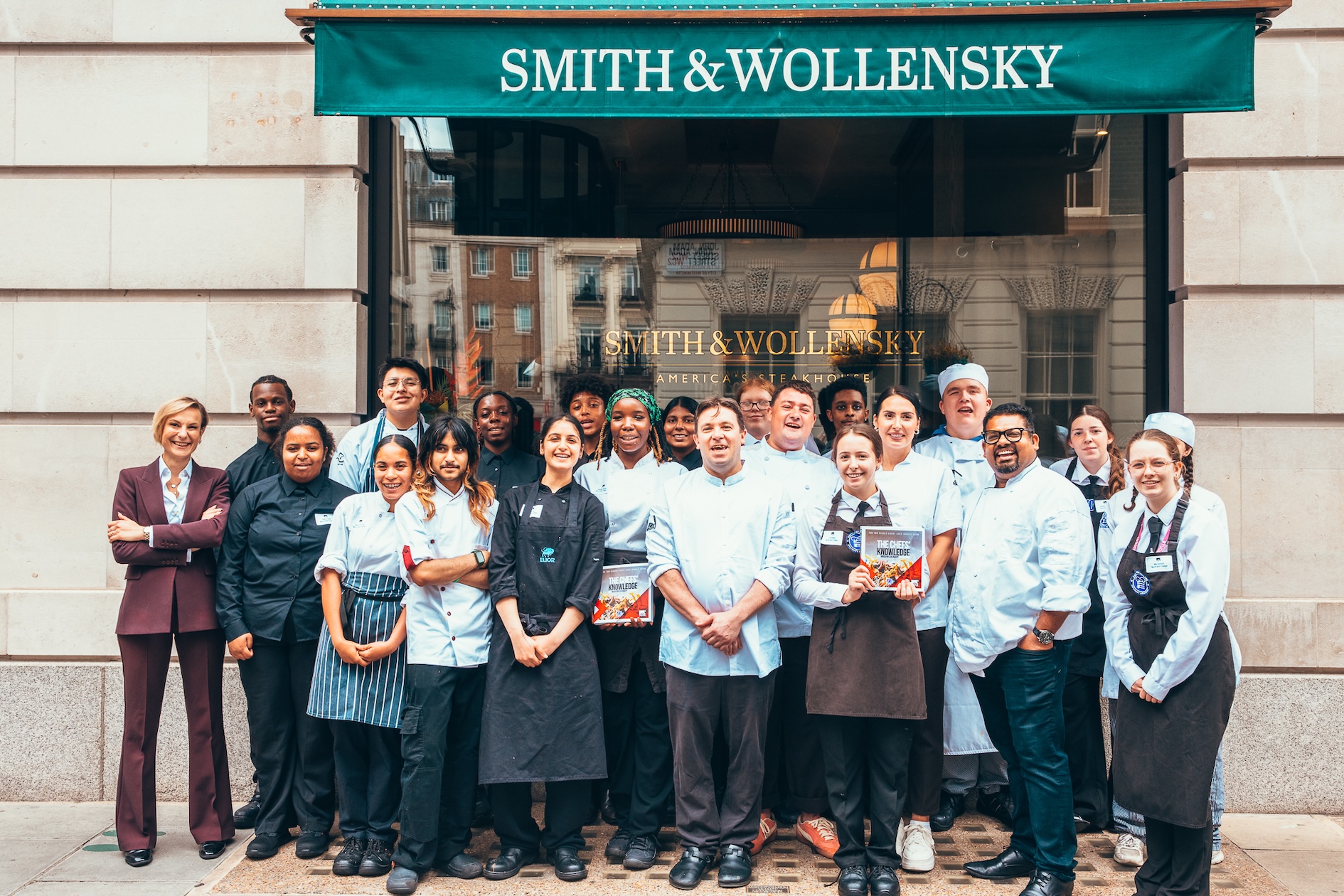Group of chefs outside Smith & Wollensky restaurant