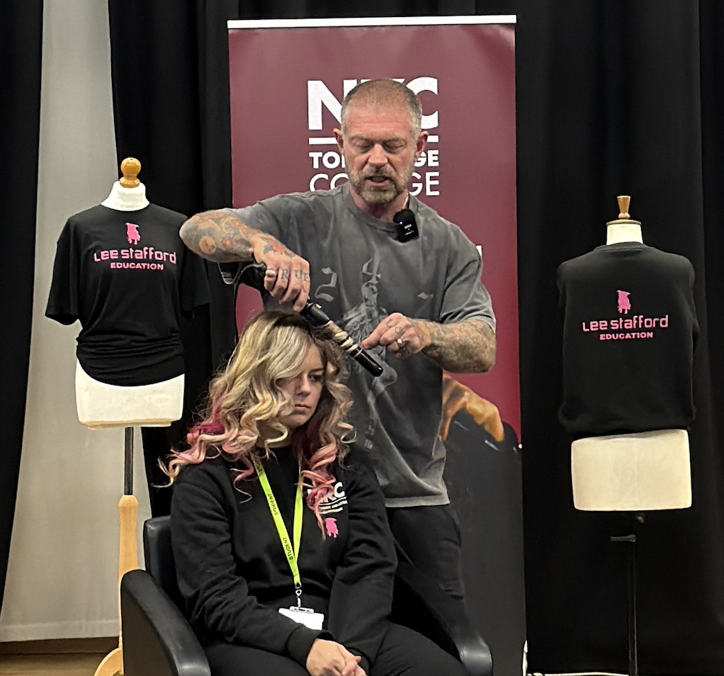 Lee Stafford visits hair students for demo